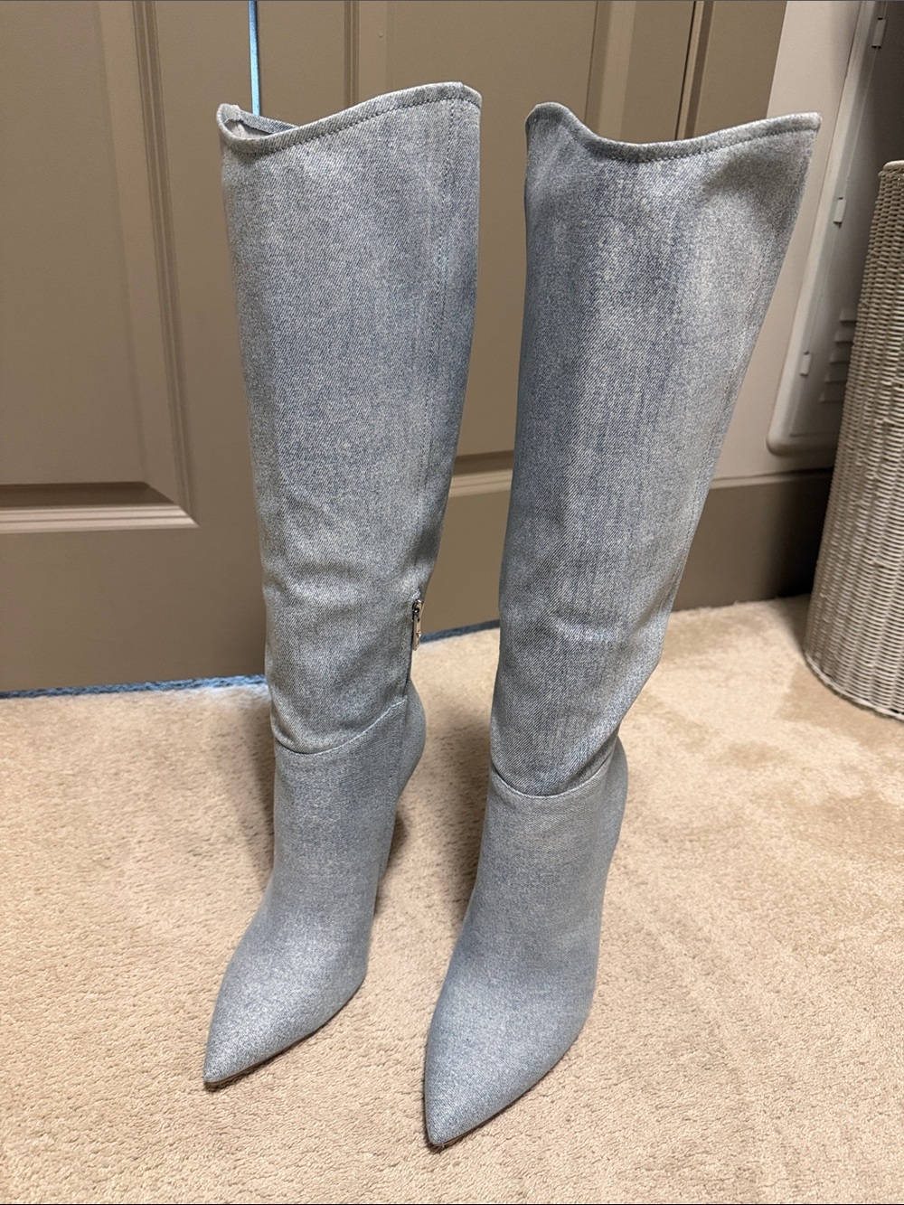 Blue Jean like material boots